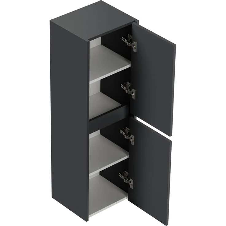 Badezimmer Hochschrank 112cm Softclose Taifun zur Wandmontage grafit : Grafit – Bild 4