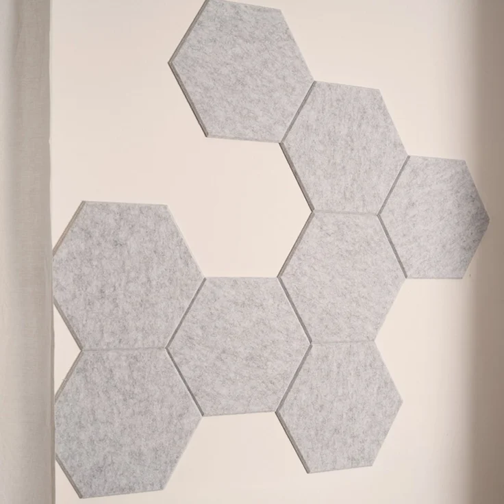 HOME DELUXE Akustikplatten Hexagon selbstklebend SILENT - 5er Set Hellgrau – Bild 4