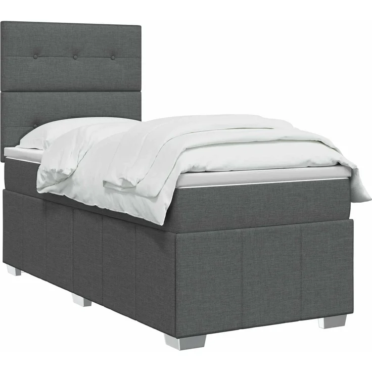 vidaXL Boxspringbett mit Matratze Dunkelgrau 80 x 200 cm Stoff 3454009 – Bild 3