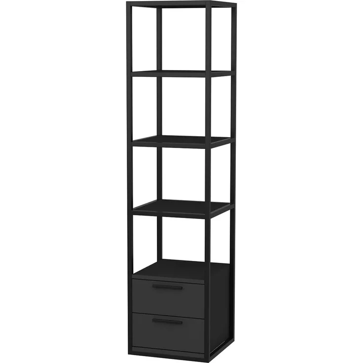WELL HOME MOBILIARIO & DECORACIÓN Bücherregal, 100 % Melaminbeschichtung, Schwarz / Anthrazit