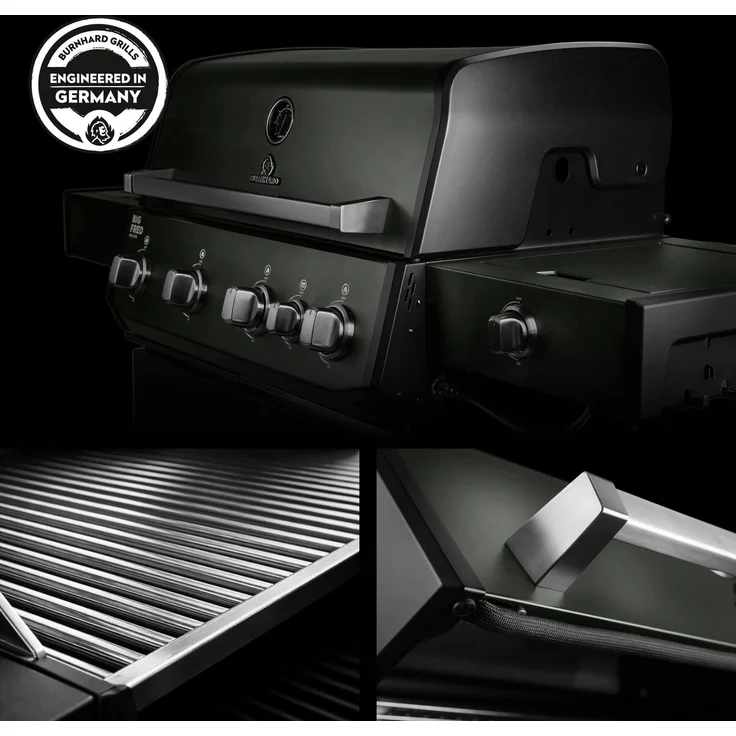 BURNHARD® 'Big FRED Deluxe' Gasgrill, 4-Brenner, Infrarot-Keramikbrenner, Heckbrenner, Seitenkochfeld, 70 × 41,5 cm Grillfläche – Bild 6