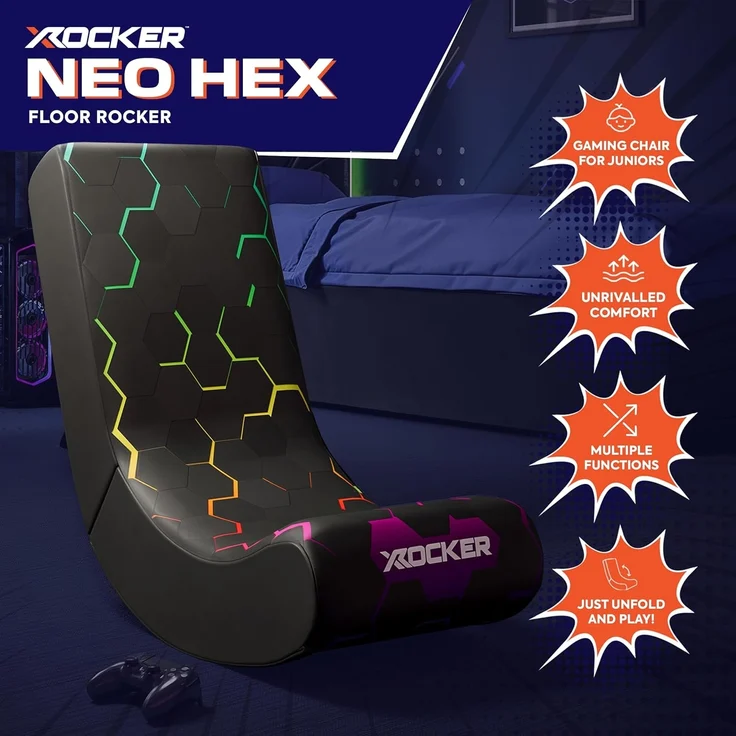 X Rocker Neo Hex Floor Rocker Gaming-Bodensessel für Kinder & Jugendliche - schwarz/neon – Bild 4