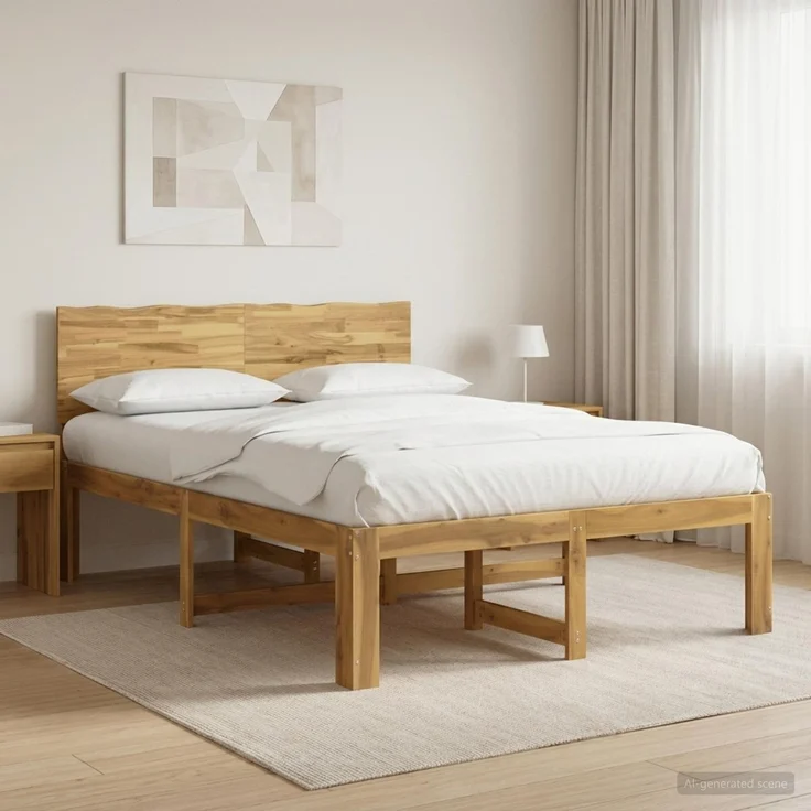 vidaXL Doppelbettgestell mit Kopfteil ROSTOCK Weiß 140 x 190 cm 3405445 – Bild 1