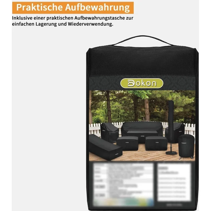 Tischplatte Abdeckung Gartenmöbel Schutzhülle Winterfest 600D Oxford Ø122x10cm – Bild 6