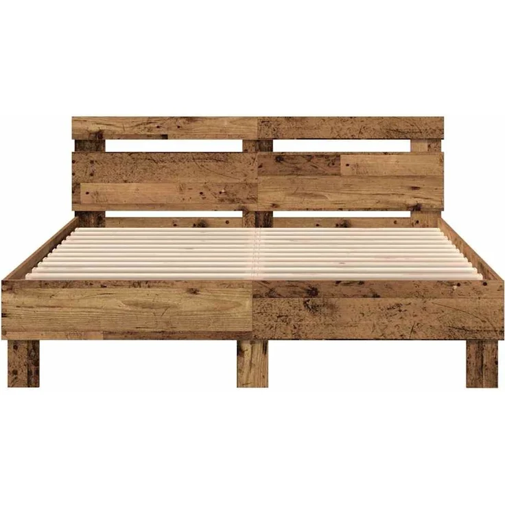 vidaXL Bettgestell mit Kopfteil Altholz 140 x 190 cm Holzwerkstoff 3333951 – Bild 6