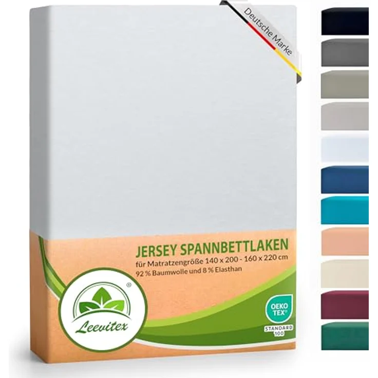 leevitex® Spannbettlaken Luxus Elasthan Jersey Spannbettlaken, Gummizug: Rundum-Gummizug – Bild 2