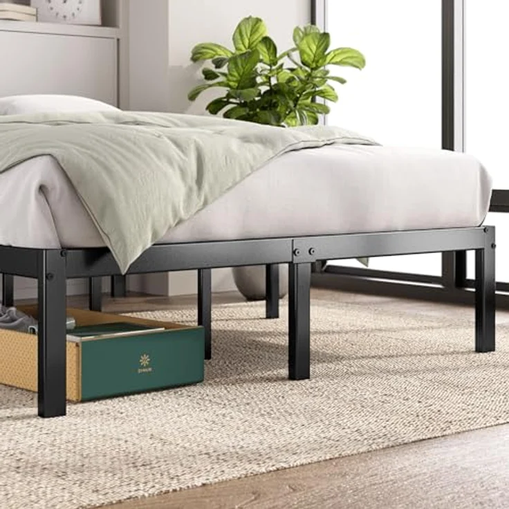 Zinus Elias Bett 140x200cm - Höhe 36cm mit Stauraum unter dem Bett - Metall Plattform Bettgestell - Schwarz – Bild 10