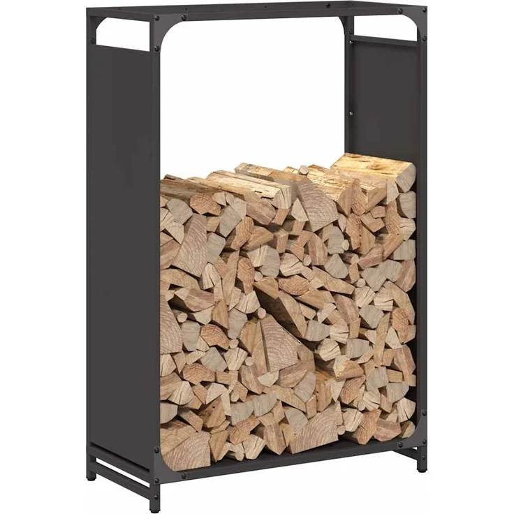 vidaXL Brennholzregal Schwarz 60x28x90 cm Kaltgewalzter Stahl 864211 – Bild 3
