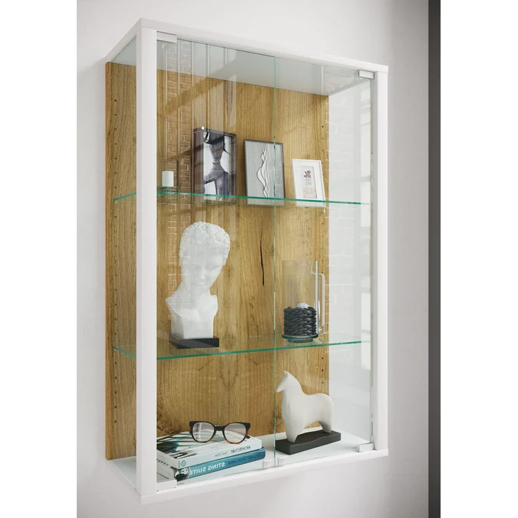 VCM Wandvitrine Udina 921804 Weiß / Honig-Eiche H. 80 x B. 60 x T. 25 cm – Bild 3