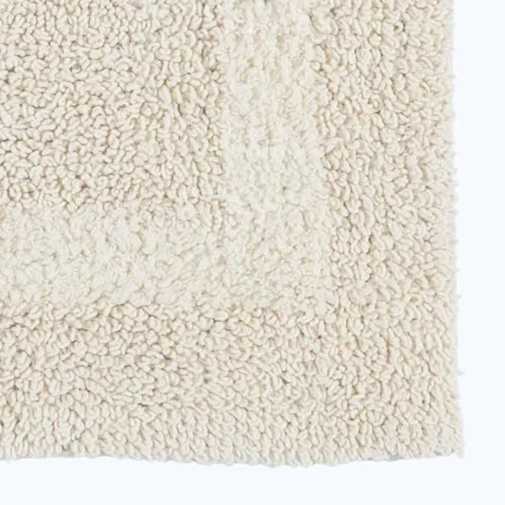 Homescapes Badematten-Set Creme, 2-teilig mit flauschiger Badematte 50x80 cm & WC-Vorleger 50x55 cm, Baumwolle, Wende-Design – Bild 5
