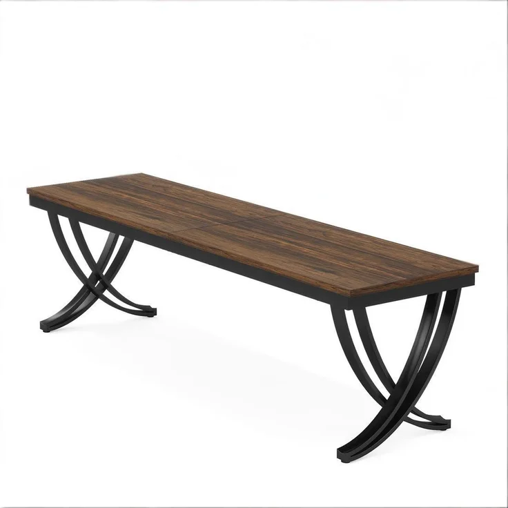 Computertisch,Doppelter Langer Bürotisch,Arbeitstisch (nur Tisch)--Schwarz, Rustikales Braun--200x70x75cm--YOUDENOVA – Bild 6
