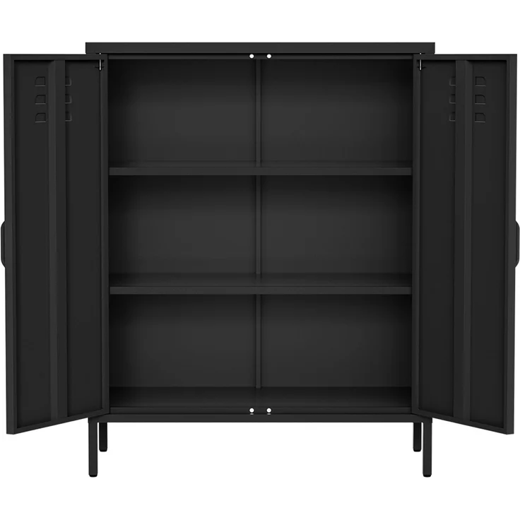 skølm 'Atria' Metallkommode, schwarz, 100x38x80 cm, Metallschrank mit 3 Fächern – Bild 9