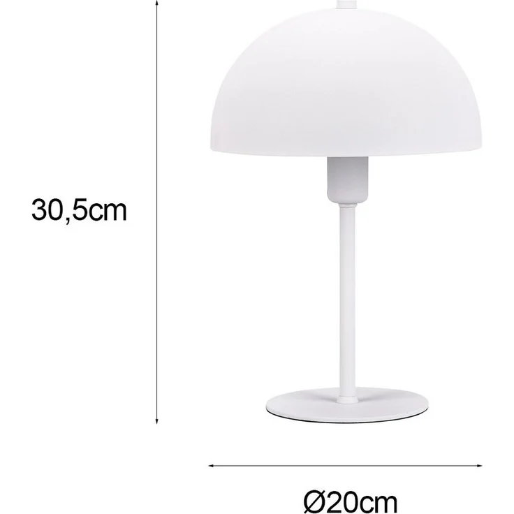 Kleine LED Tischleuchte aus Metall Weiß in Pilzform, Höhe 30cm – Bild 3