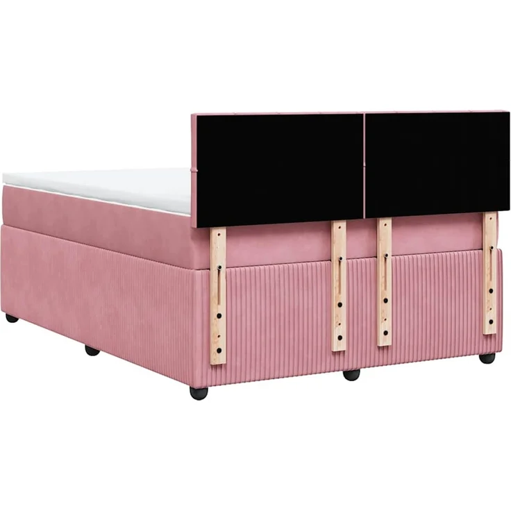 vidaXL Boxspringbett mit Matratze Rosa 140x190 cm Samt 3287739 – Bild 10