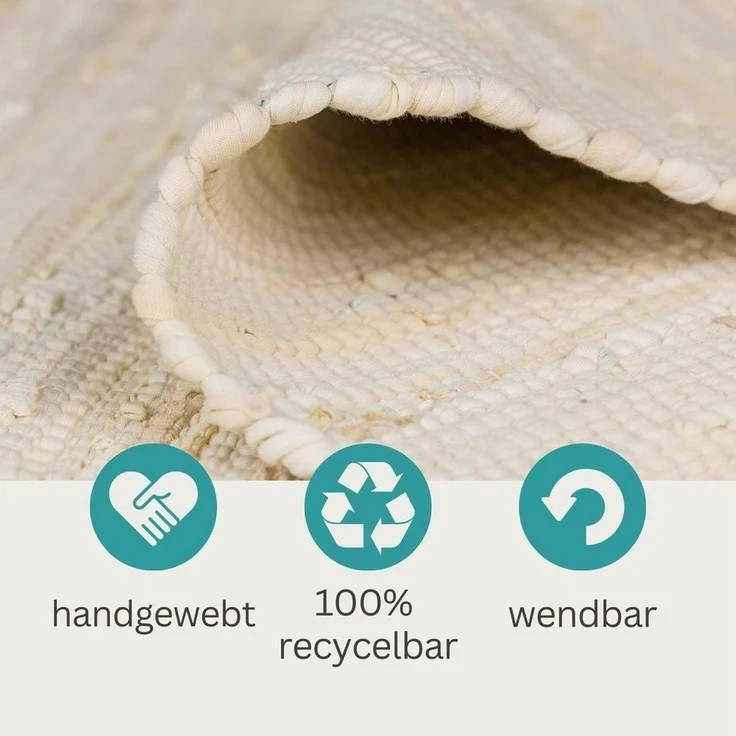 Wohnando Teppich MY-RUG Avani, Kelim-Teppich 110x60cm, rechteckig, Höhe: 10 mm, aus Baumwolle, handgewebt, wendbar, mit Fransen – Bild 3