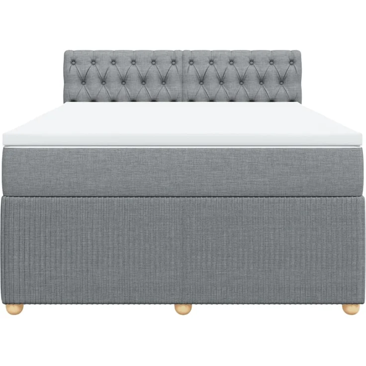 vidaXL Boxspringbett mit Matratze Hellgrau 140x190 cm Stoff 3289758 – Bild 6