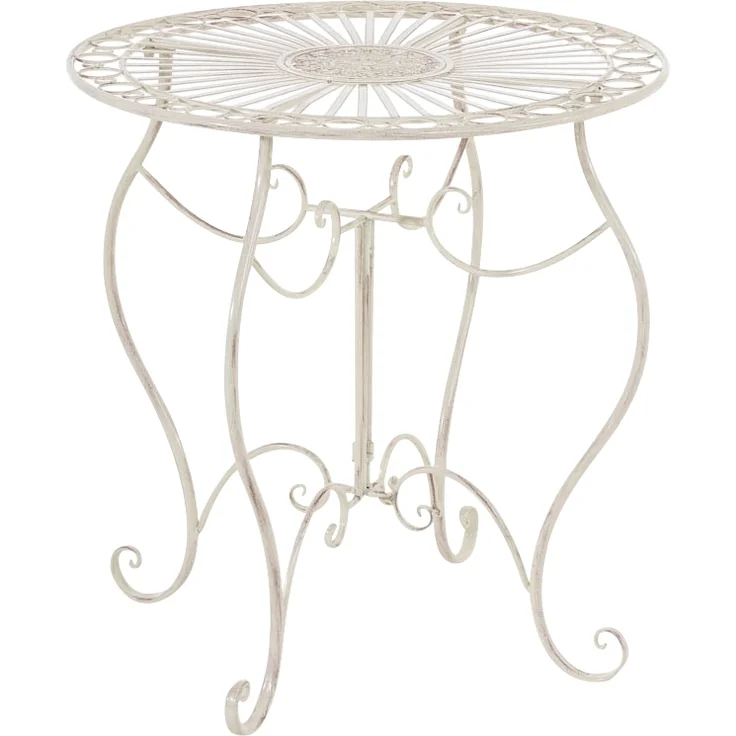 Outdoor Sitzgruppe RIZAR - Metall Antik-creme 42x49x91.5 cm | Gartenmöbelset 2 Personen Metall Vintage Balkonmöbel Set Bistrotisch Terrassenmöbelset – Bild 6