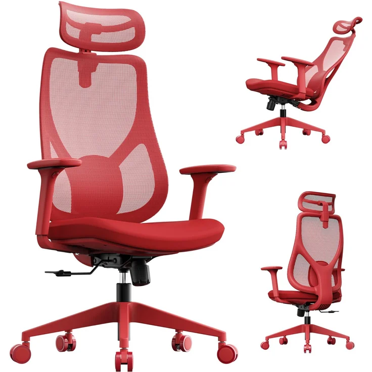 SENSE7 Gaming Stuhl Bürostuhl Ergonomisch Schreibtischstuhl Office Chair Chefsessel Drehstuhl Schreibtischsessel Verstellbar für Home Office Gamer bis 150kg Computerstuhl Bürosessel - MOYO Rot