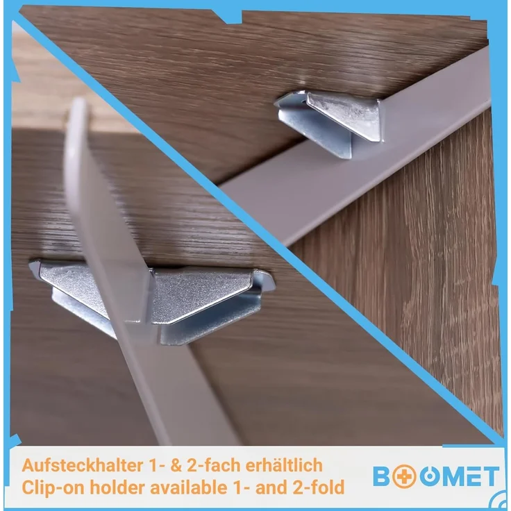 BOOMET Wandregalhalter Regalträger 1-reihig für Wandschienen, 4-tlg, Regalsystem Weiß 20cm Wandregalhalter Regalwinkel – Bild 9