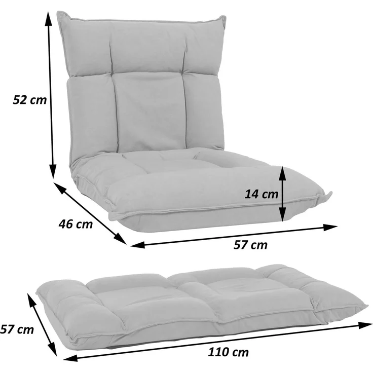 Bodensessel HWC-N44, Relaxsessel Bodenkissen Bodensofa Klappsessel 6 Relaxpositionen, stabiles Gestell Samt ~ beige – Bild 3