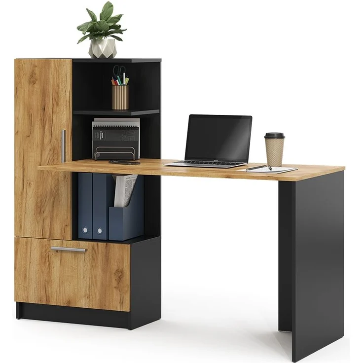 Schreibtisch Tomy Anthrazit/Goldkraft Eiche 150 x 59 cm Vicco – Bild 6