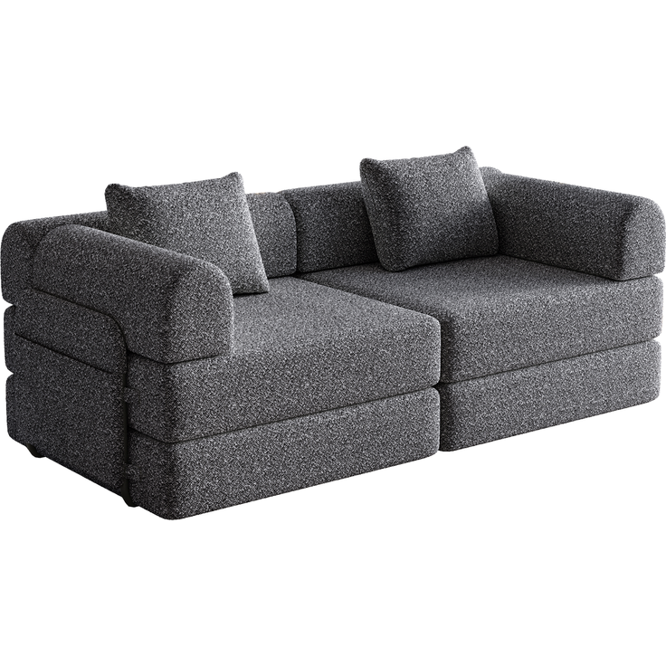 Schlafsofa mit Ablagefach & Stahlrahmen, wandelbarer Einzelsitz Sofa Bett mit rutschfester Unterlage,2-Sitzer,Grau – Bild 8