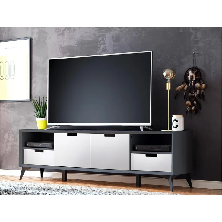 TV-Board >Nemea< in Grau matt - 180x60x40cm (BxHxT)