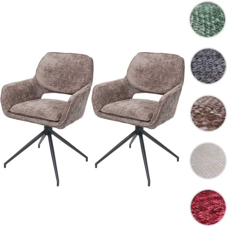 2er-Set Esszimmerstuhl HWC-N74, Küchenstuhl, drehbar Auto-Return, Stoff Chenille (490g/m²) ~ braun – Bild 10