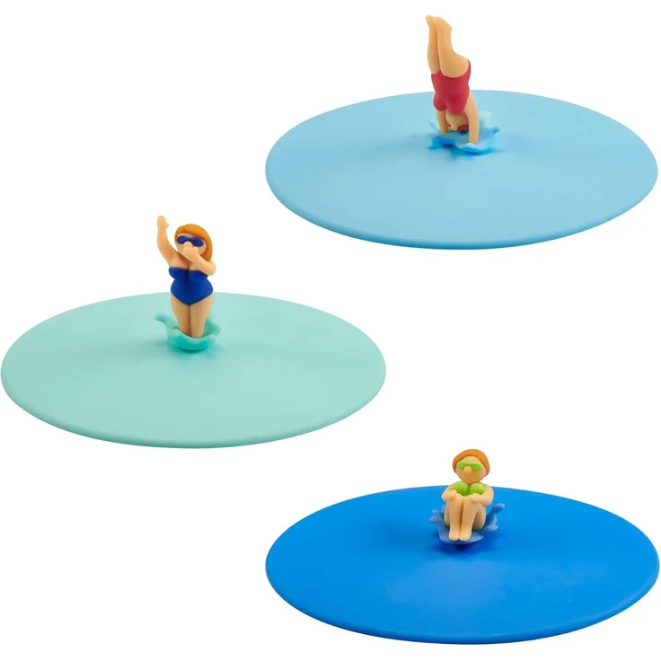 Lurch 210303 Mein Deckel Splash Girls 3er Set Glasabdeckungen aus Premium-Platin-Silikon Ø10,5cm, Blau – Bild 1