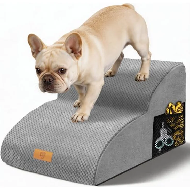 HEVOL Hundetreppe für Kleine Hunde – 2-Stufen Haustiertreppe mit Waschbarem Bezug, Abnehmbar und Tragbar, Inkl. Fusselrolle – Bild 2