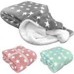 Wohndecke Flauschige Sterne Kuscheldecke 150x200 Sofadecke, heimtexland, mit kuschelig weicher Sherpa Fell Rückseite I Anthrazit