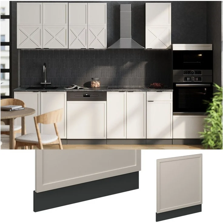 Vicco Frontblende Fame-Line, GrauBeige, 60 cm | MDF-Front · Ohne Arbeitsplatte · ✓ Passend zur Küchenfront · Metallgriffe · Einfache Integration – Bild 4