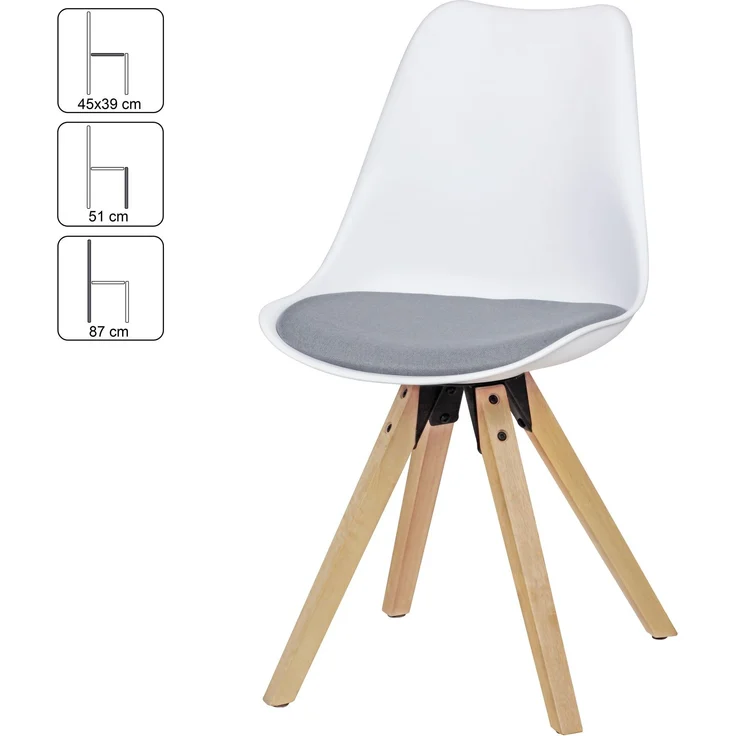 Esszimmerstuhl Set LIMA 2er Skandinavisch Polsterstuhl Stoff Weiß Grau – Bild 8