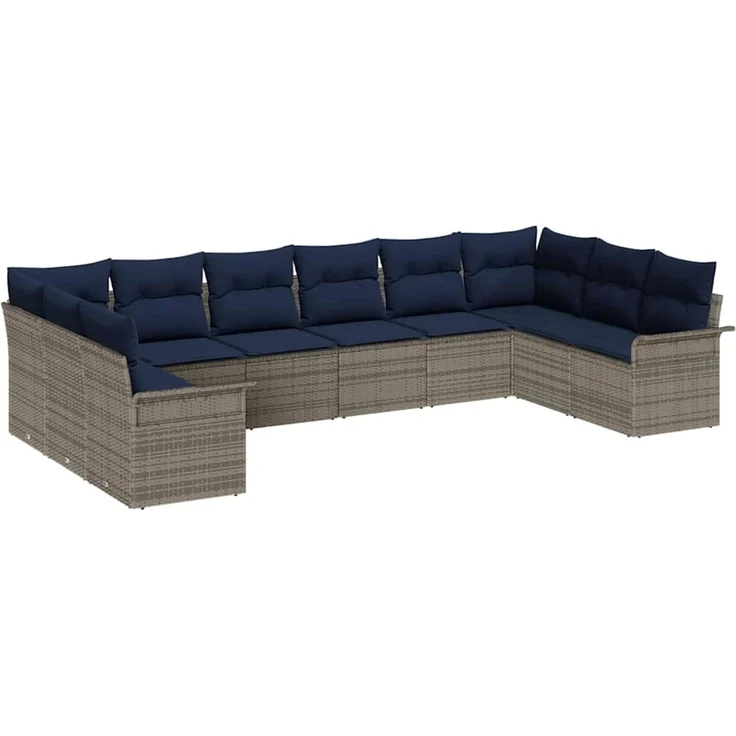 vidaXL Gartensofa-set mit Speicher 10 pcs Hellgrau Poly-Rattan 3354214 – Bild 2