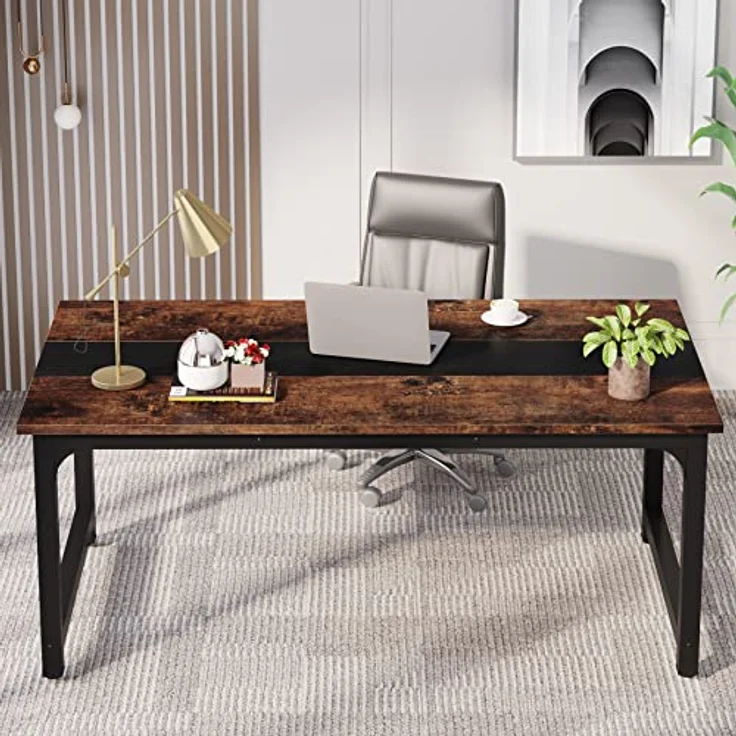 LITTLE TREE 63-Zoll-Großschreibtisch für Führungskräfte, einfacher Computerarbeitsplatz mit 31,5-Zoll-Extrabreit-Arbeitsplatte für das Homeoffice – Bild 4