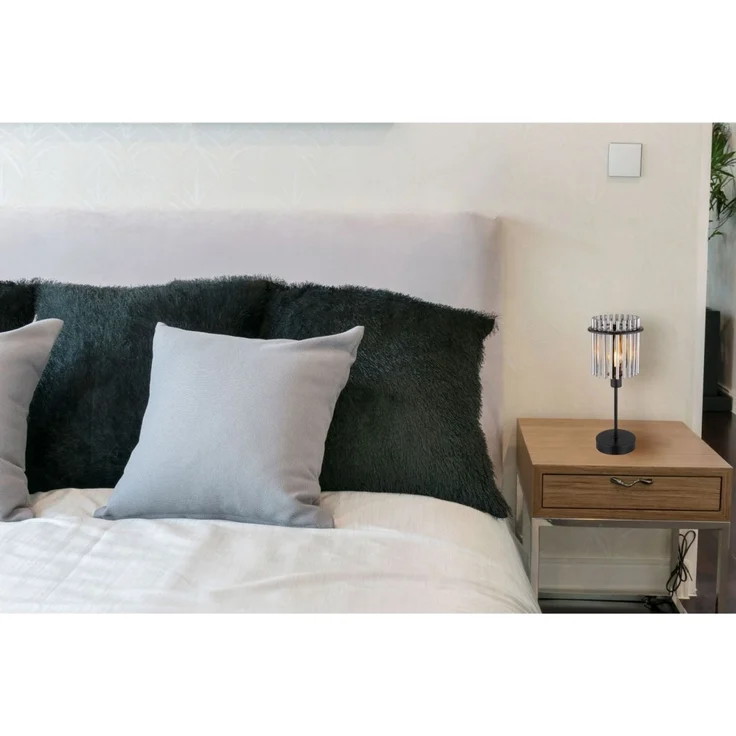 Tischleuchte, Metall, Glasstäbe, rauchfarben, E14, H 37,5 cm – Bild 10