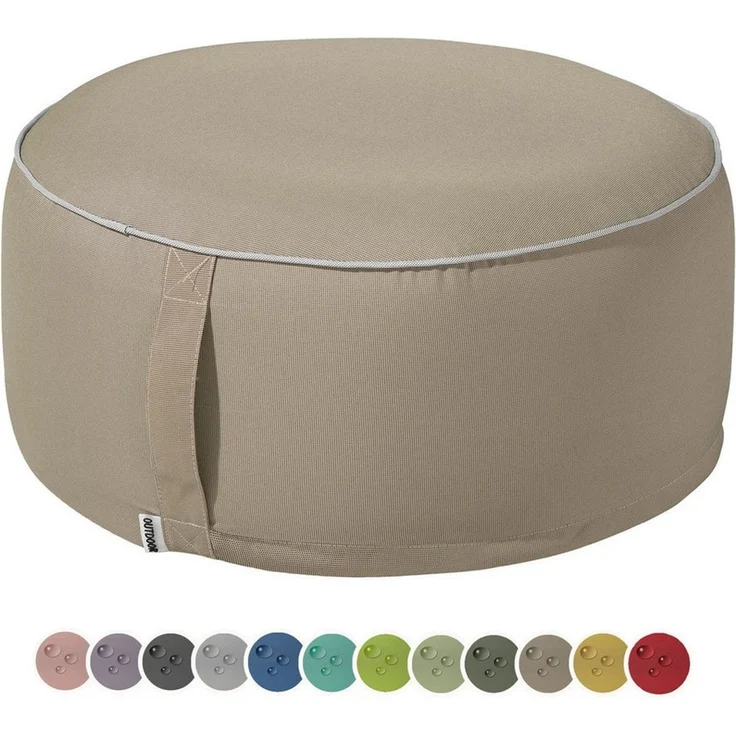 heimtexland Outdoor Pouf Sitzkissen wetterfest Garten Bodenkissen aufblasbar Fußhocker Yoga Lounge Hocker Tisch Party Deko Sitzsack 25x55 Typ551 Taupe – Bild 2