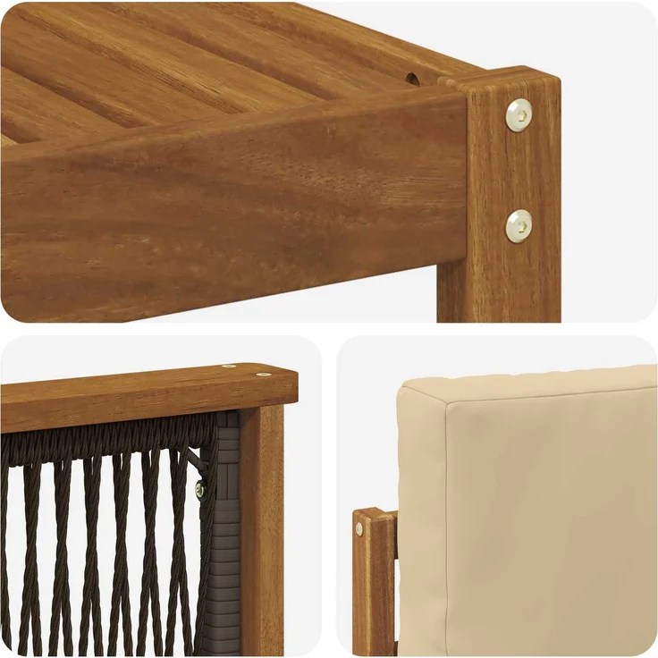 vidaXL Outdoor-Sofagarnitur 6 stk. 5-Sitzer Natur und Beige 3384564 – Bild 6