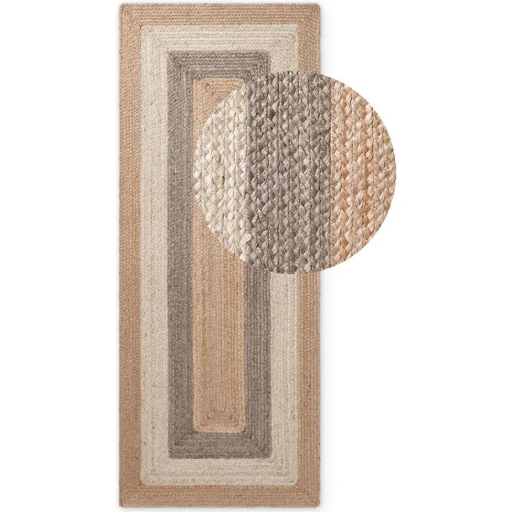 HANSE Home Teppich Juno Fusion Juteteppich, rechteckig, Höhe: 9 mm, Jute, Shape, Handgemacht, Wohnzimmerteppich, Naturteppich, Wohnzimmer – Bild 2