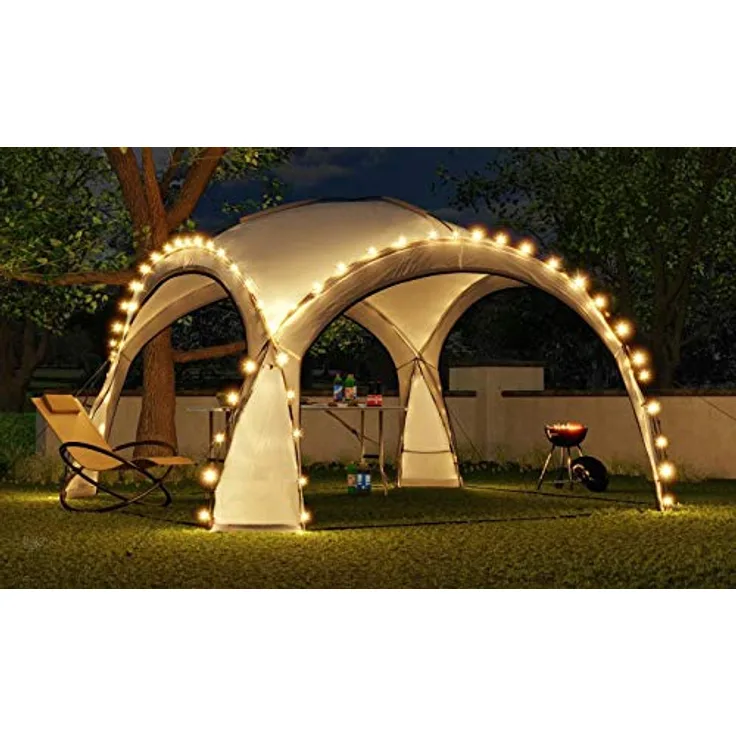 Bc-elec HOPW-LED35G Gartenlaube 3,5x3,5m mit LED-Beleuchtung und Solarpanel, Partyzelt, Gartenpavillon