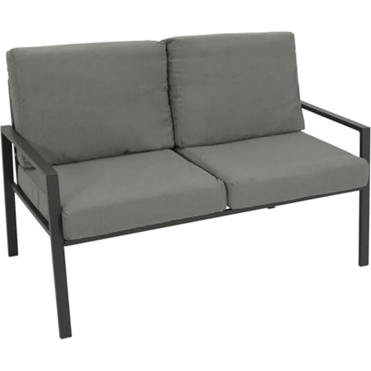 DEGAMO Gartenlounge-Set VANCOUVER 4-teilig, Aluminium anthrazit, Polster grau, wetterfest – Bild 3