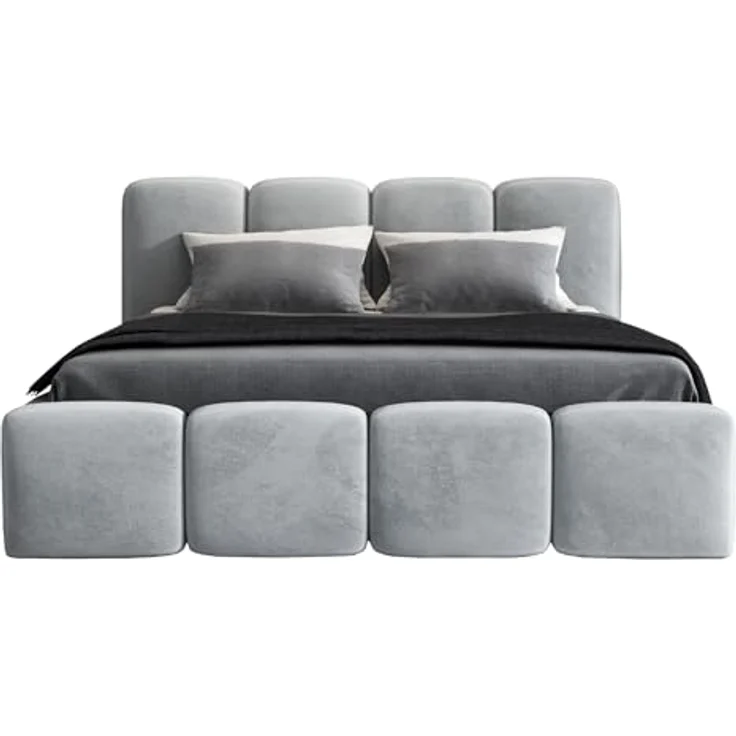 Polsterbett DONA 160x200 mit Matratze, Bettkasten und Lattenrost. Farbe: Silber 15 – Bild 3