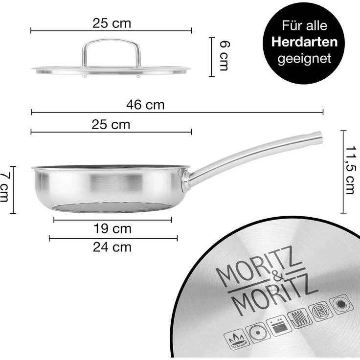 Moritz & Moritz Pfanne Gerade mit Deckel 24cm – Bild 2