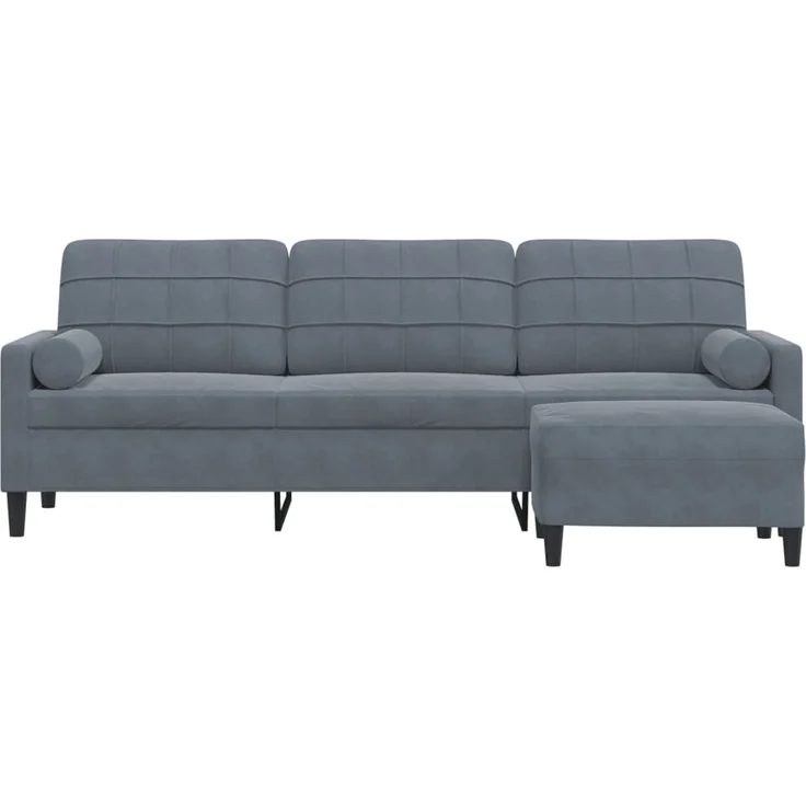 vidaXL 3-Sitzer-Sofa mit Hocker Dunkelgrau 210 cm Samt 3278278 – Bild 3