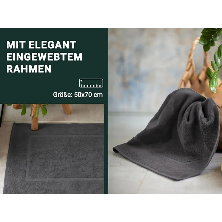 ZOLLNER 2er Set Badematten in 50x70 cm aus Baumwolle, graphit – Bild 4