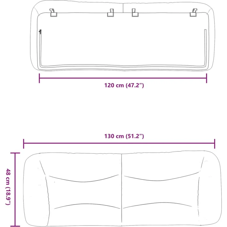 vidaXL Kopfteil-Kissen Hellgrau 120 cm Stoff 374561 – Bild 10