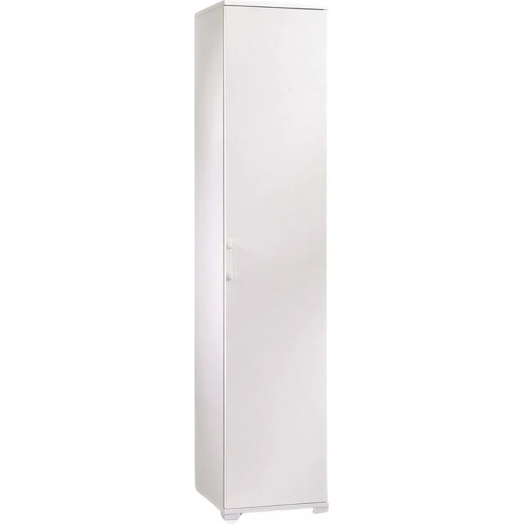 Dmora - Mehrzweckschrank Aquilegia, Linearschrank mit 1 Flügeltür und 4 verstellbaren Einlegeböden, Säulenschrank für Badezimmer, 100% Made in Italy, Cm 45x45h195, Weiß