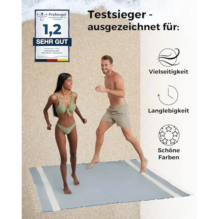 furora HOLIDAY Strandtuch XXL groß 200x200 cm Strand Tuch, aus Baumwolle, Stranddecke, Vielseitig, schöne Farben, hochwertige Verarbeitung – Bild 8