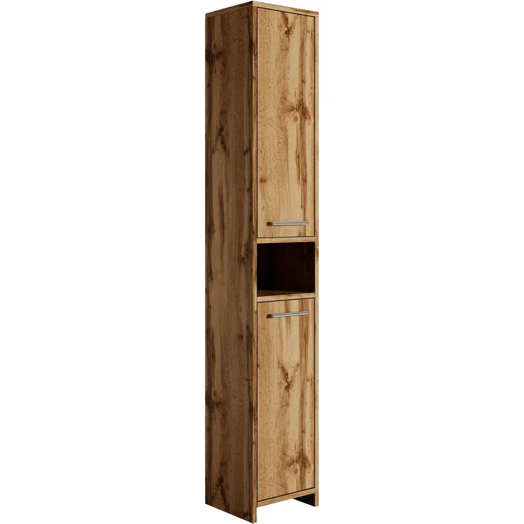Badezimmerschrank Nemo 32 x 29 x 190 cm - Eiche - StandHochschrank mit zwei Türen