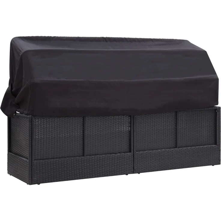vidaXL Outdoor-Sofabett mit Dach Poly-Rattan Schwarz 46092 – Bild 5
